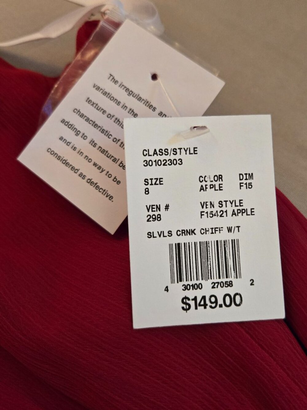 David's Bridal F15421 Apple NWT Dress sz 8 A-line SLVLS CRINK CHIFFON w/ TIE - Picture 8 of 16